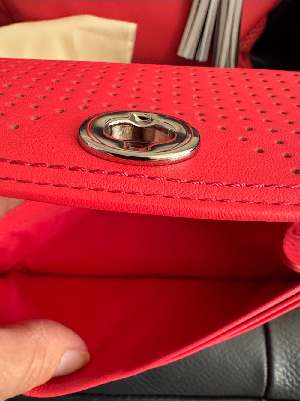Coach Legacy Perforated Leather Candace Tote & Wallet Set- Rare Watermelon Coral - Picture 6 of 15